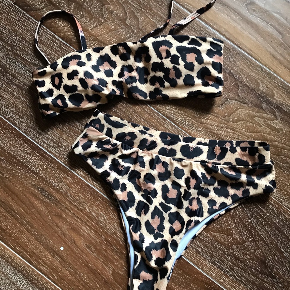 BRAND NEW!! high waisted cheetah print bikini !!